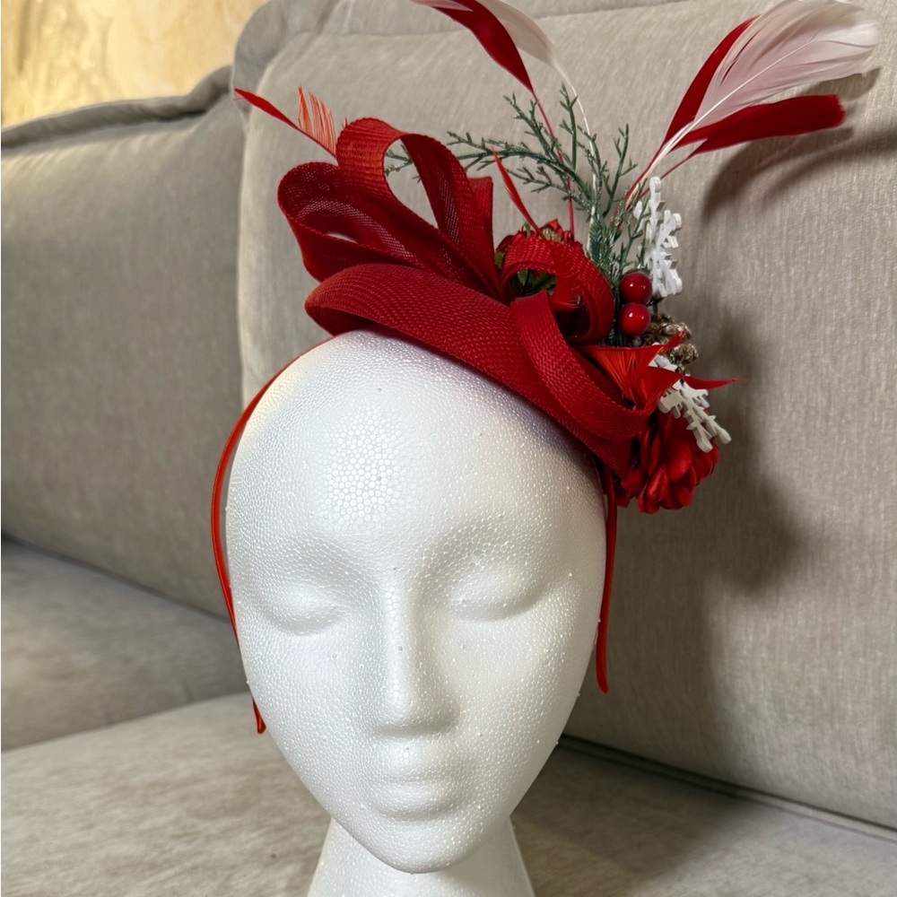 Elegant Red Fascinator Headband